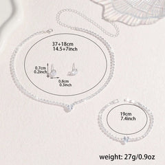 Ladies' Fashion, Heart-Shaped Crystal Zircon Earrings, Necklace Set, Bride'S Wedding D close-up view