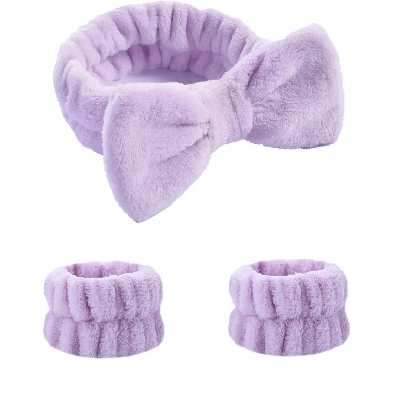 Soft Coral Fleece Headband Women Makeup Wash Face Spa Elastic Hair Band Fashion Female Girls Hair Accessories Wrist Washband