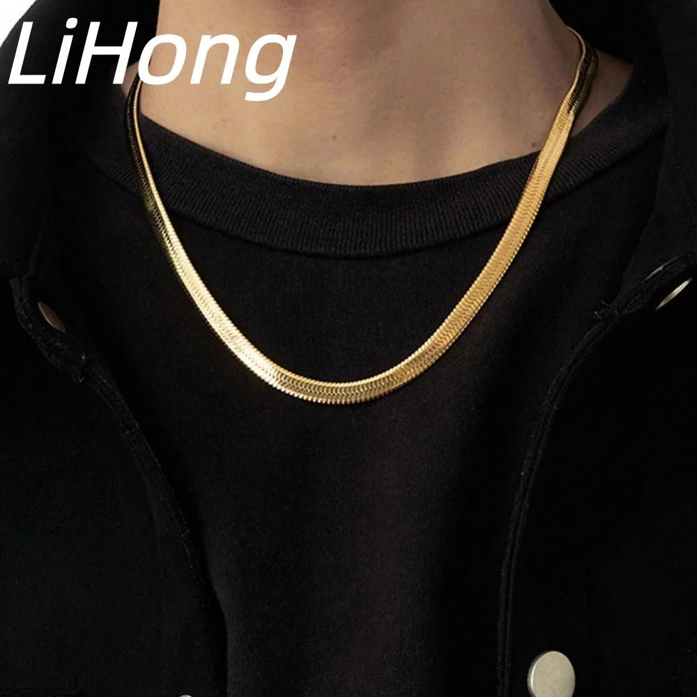 925 Sterling Silver 4mm Snake Blade Flat Necklace Clavicle Necklace Flat Men Women additional angle