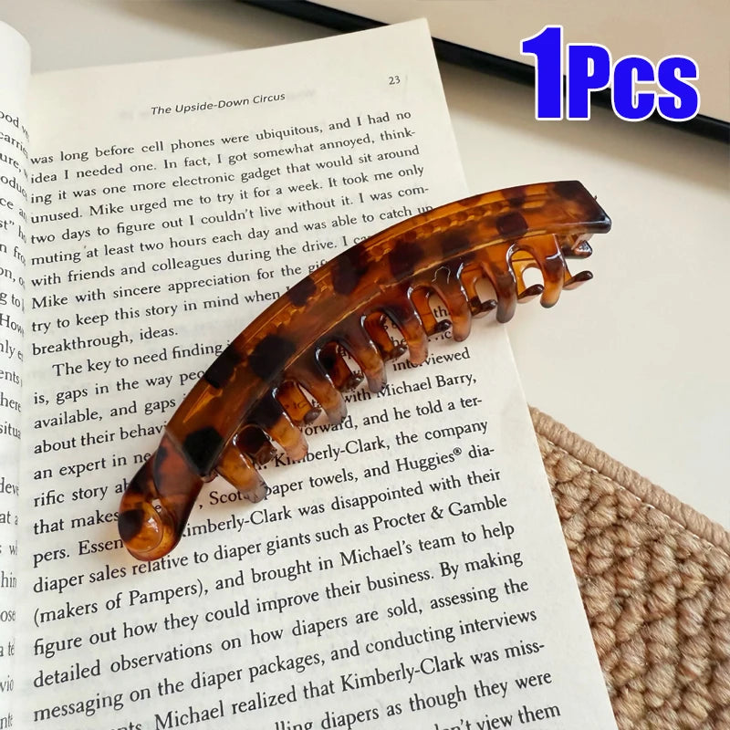 Tortoiseshell Banana Hair Clip Fish Shaped Hairpin Strong Grip Non-Slip Hair Claws Hairgrips Twist Clamp Ponytail Barrettes