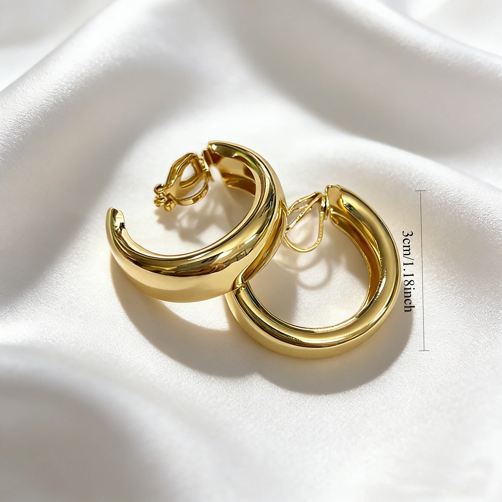 2026 Gold Wide Hoop Clip-On Earrings for Non-Pierced Ears