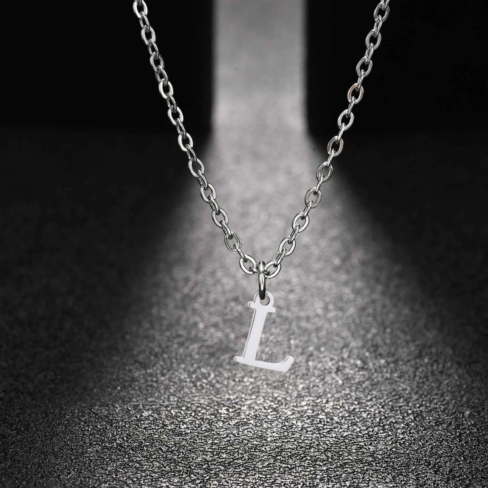 26 Letters A-Z Initial Pendant Necklaces for Women,Alphabet Pendant Rolo Chain Neck additional angle