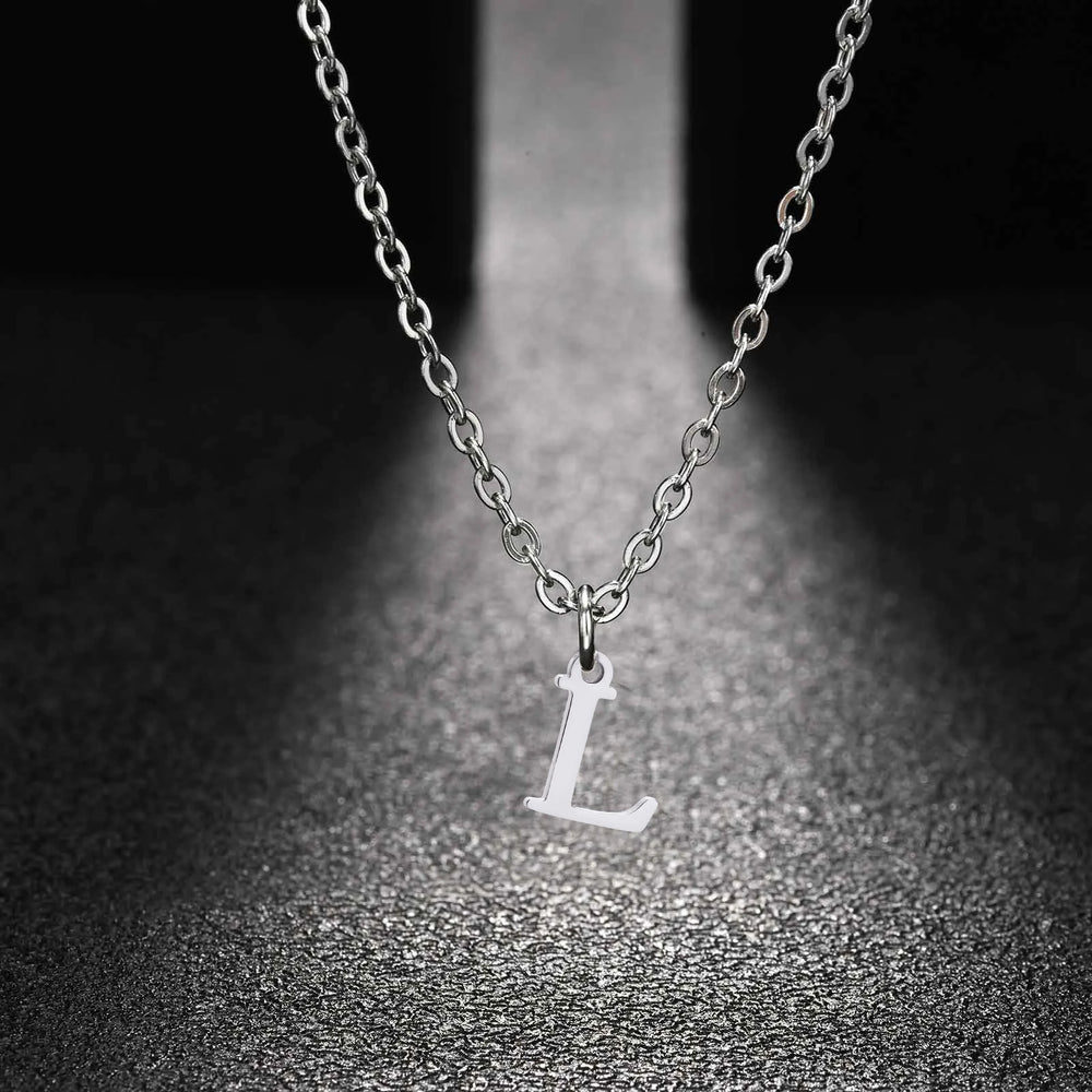 26 Letters A-Z Initial Pendant Necklaces for Women,Alphabet Pendant Rolo Chain Neck additional angle