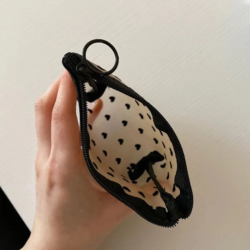 Women Black Mesh Coin Wallet Purse | Small Transparent Organizer Pouch detail view