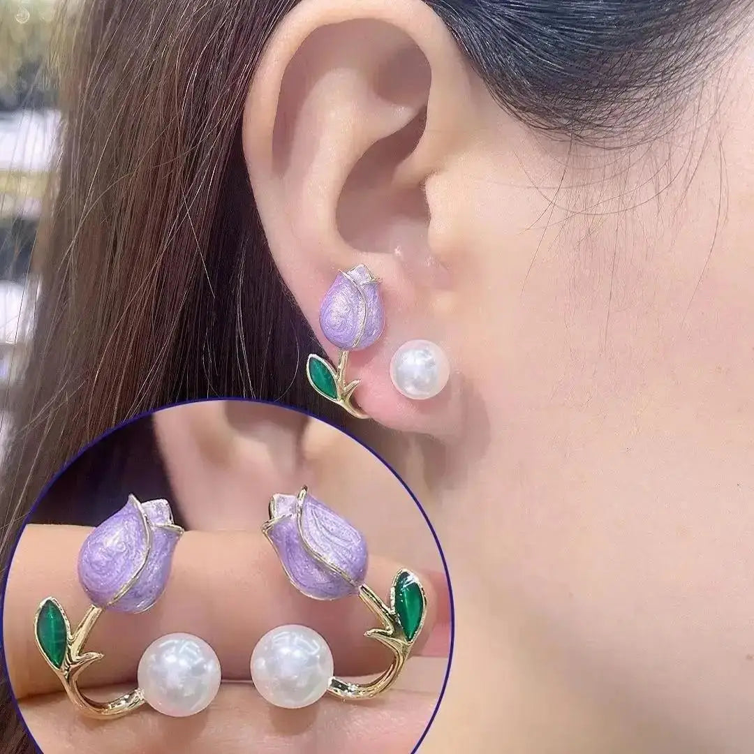 Korean Fashion Seven Star Zircon Earrings | Luxury Crystal Stars Stud Earrings close-up view