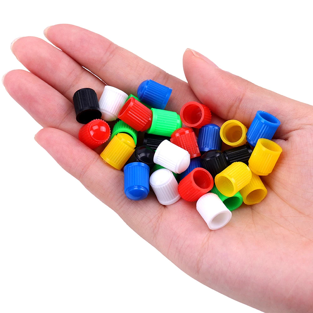 Plastic Tire Stem Valve Caps for Cars, SUVs, Trucks, Bikes and Motorcycles close-up view