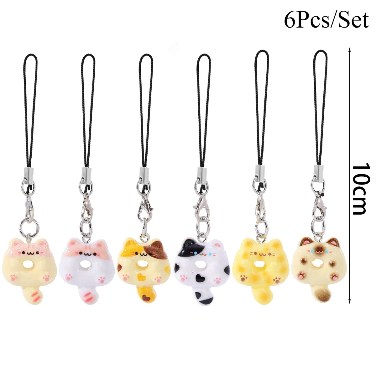 Cute Cartoon Cat Cookie Phone Charm Strap Soft Kawaii Kitty Phone Lanyard Strap Key C alternate view
