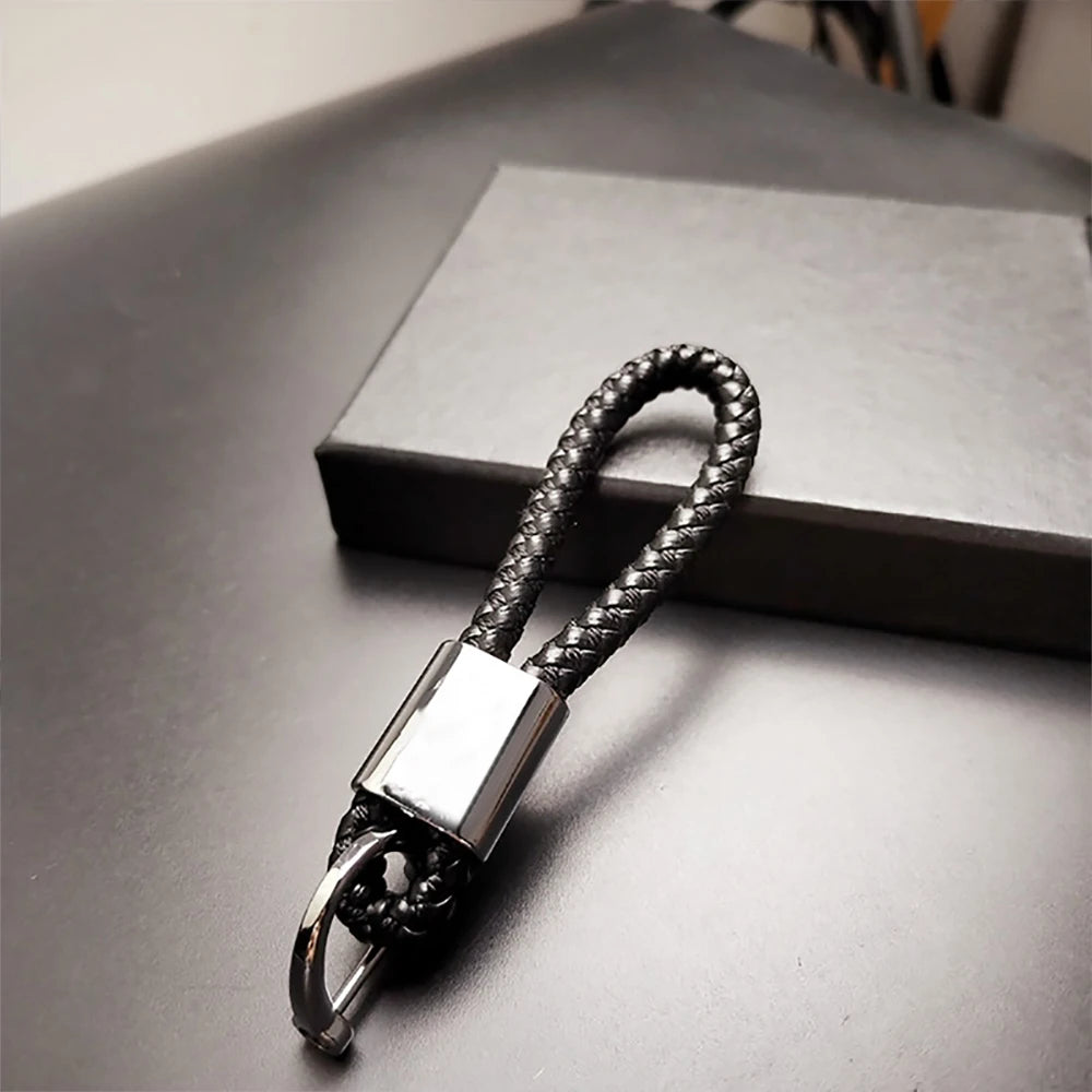 Hand-woven Leather Car Key Ring | Premium Rope Keychain for Men and Women detail view
