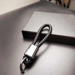 Hand-woven Leather Car Key Ring | Premium Rope Keychain for Men and Women detail view