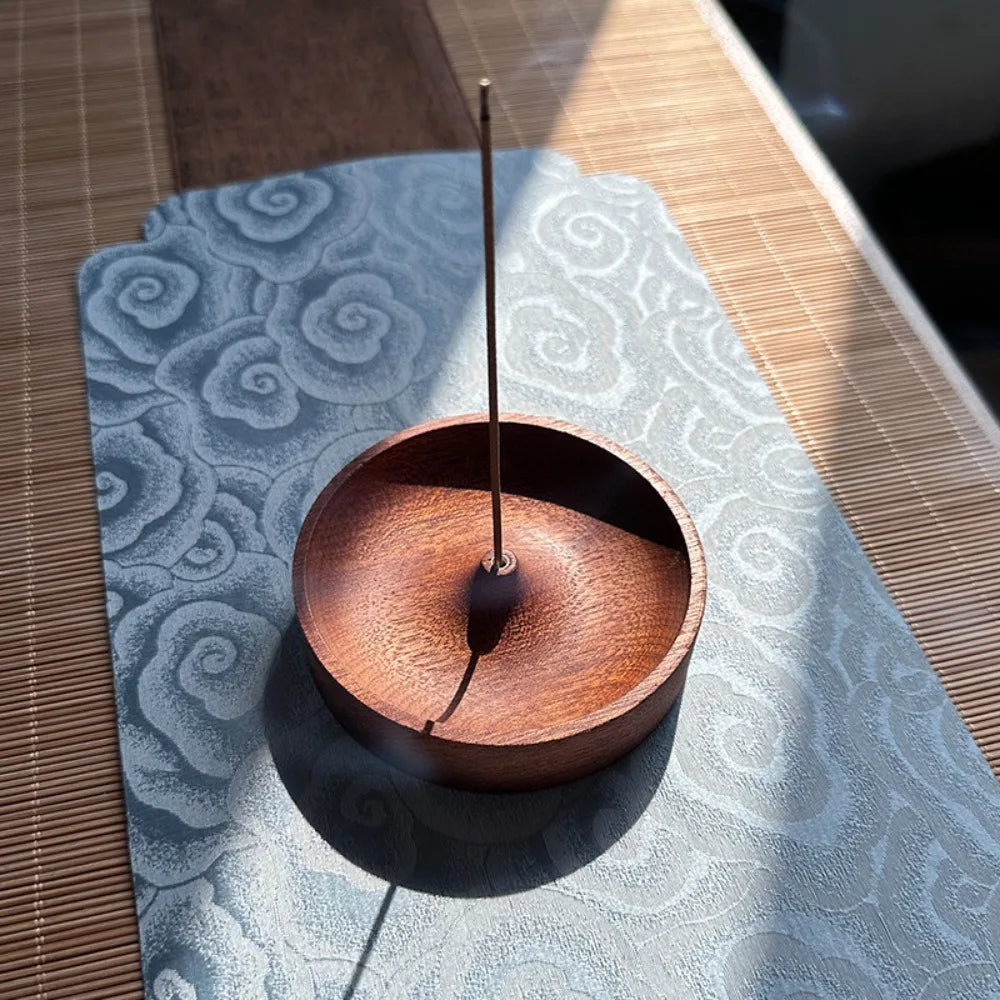Solid Walnut Incense Burner | Handmade Wood Backflow Tea Ceremony Holder detail view