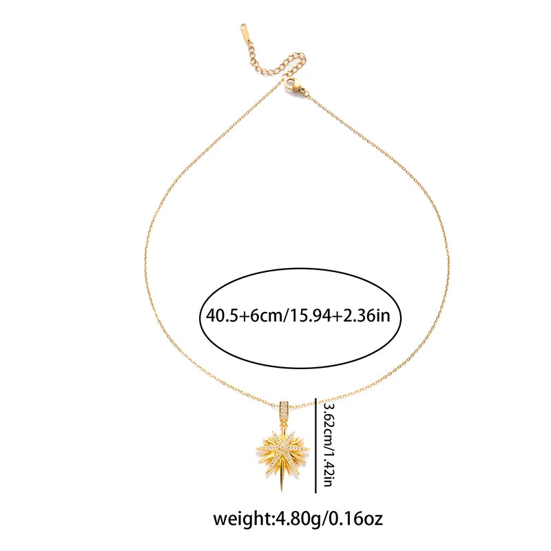 316L Stainless Steel Star Pendant Necklace | Shiny Zircon Jewelry for Women lifestyle view