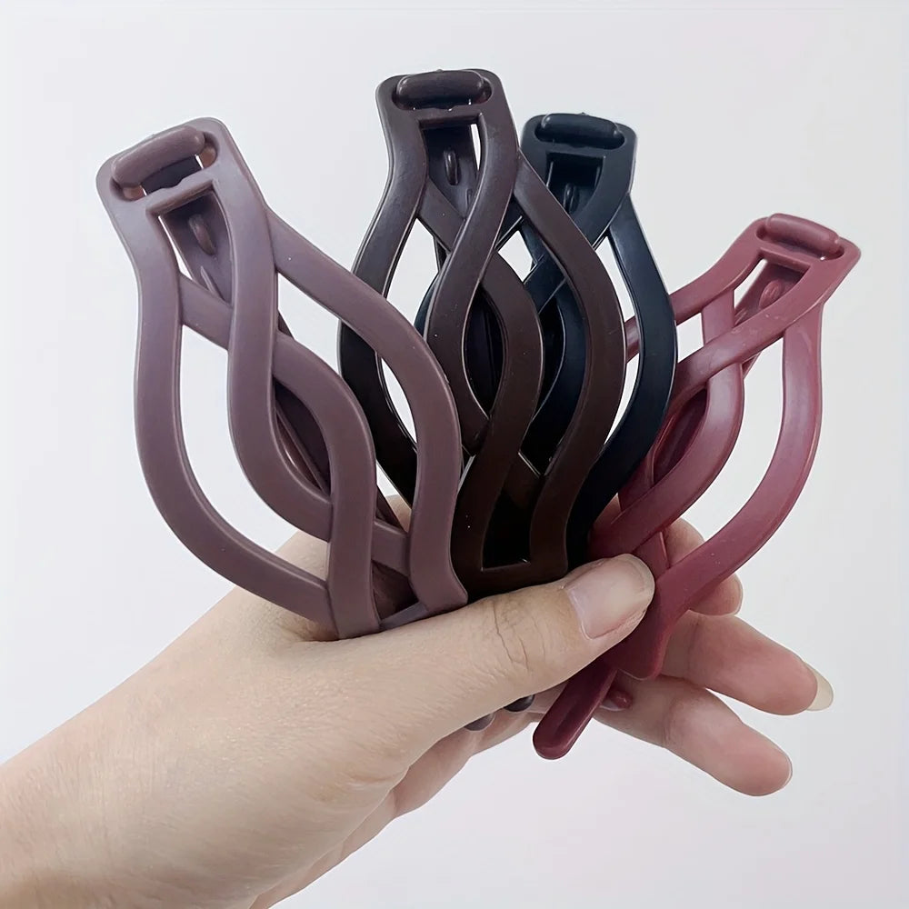 4-Piece Set of Large Plastic Hair Clips - Women's Elegant Frosted Twisted Hair Clip - Va detail view