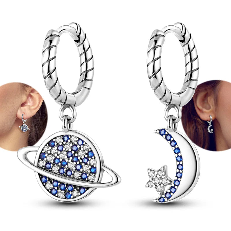 Hot Sale 925 Sterling Silver Heart Earrings Fit Original Charms Hoop Earrings For Women detail view