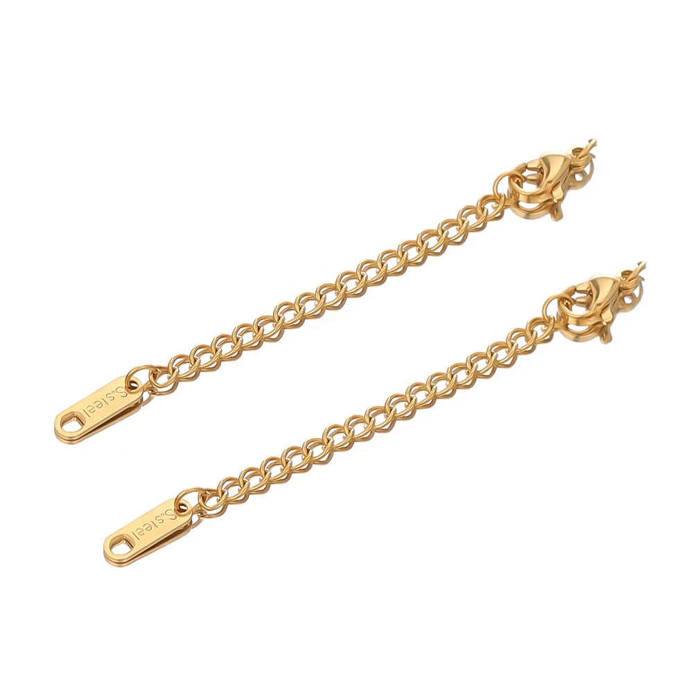 10pcs Stainless Steel Extension Chains with Lobster Clasps | DIY Jewelry Findings close-up view