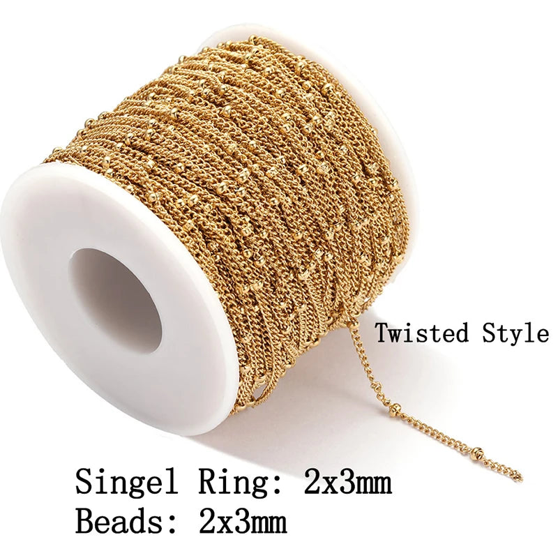 2Meters Stainless Steel Link Cable Gold Chains for DIY Jewelry Making Rolo Chain Beads close-up view