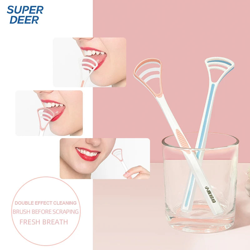 Super Deer Silicone Tongue Scraper 1Pcs Macaron Color Tonger Brush Cleaning Tools Toothbrush Oral Care Fresh Breath Safe Clean