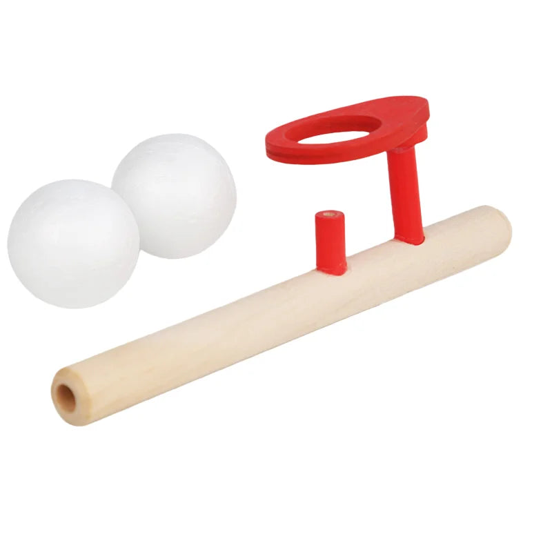 Wooden Balance Blowing Toys Blowing Pipe Whistles Balls Toys Floating Blow Pipe Balls close-up view