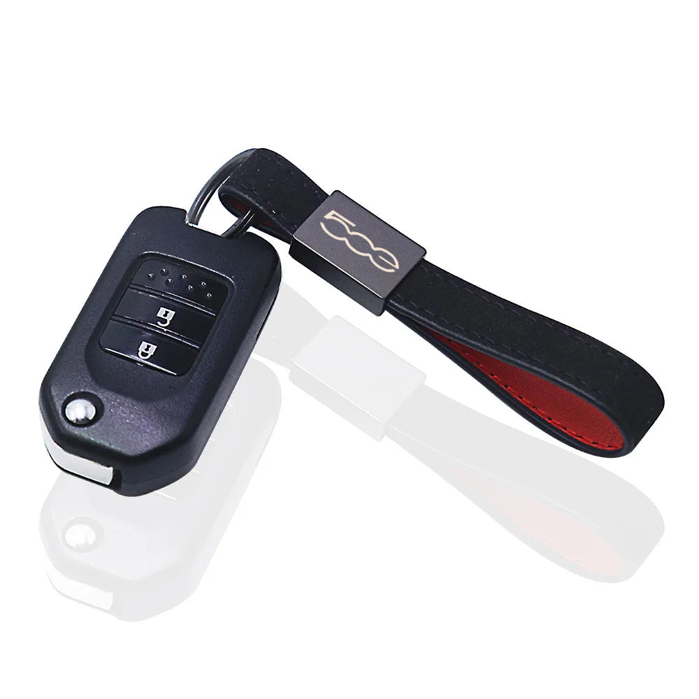 Fiat 500 Keychain Leather | Car Accessory Key Ring lifestyle view