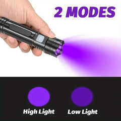 UV Flashlight Black Light | 365nm USB Rechargeable Mini Wood's Lamp detail view