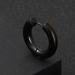 5 Pair Fashion Stainless Steel Black Earrings Set Multiple Styles for Women And Men Hi close-up view