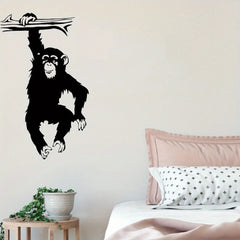 Large Funny Monkey Tree Wall Stickers | Cartoon Jungle Animal Vinyl Decal for Kids Room detail view