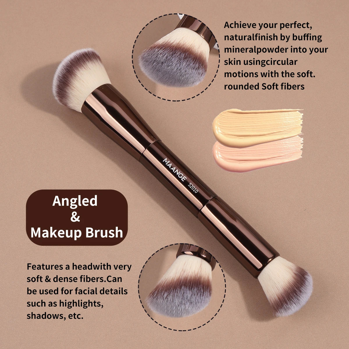MAANGE Double Ended Foundation Brush | Contour and Blush Makeup Brush