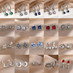 2026 New Hot Sale Blue Zircon Earrings for Women with European and American Style Fashionable Temper