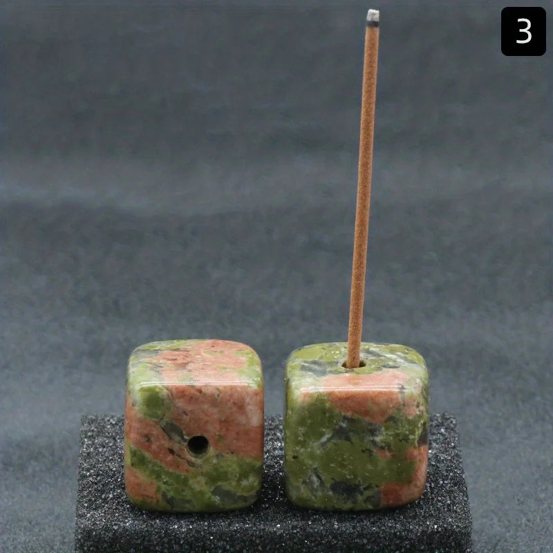 Natural Agate Stone Incense Holder | Square Wire Stick Incense Burner with Unique Patter detail view