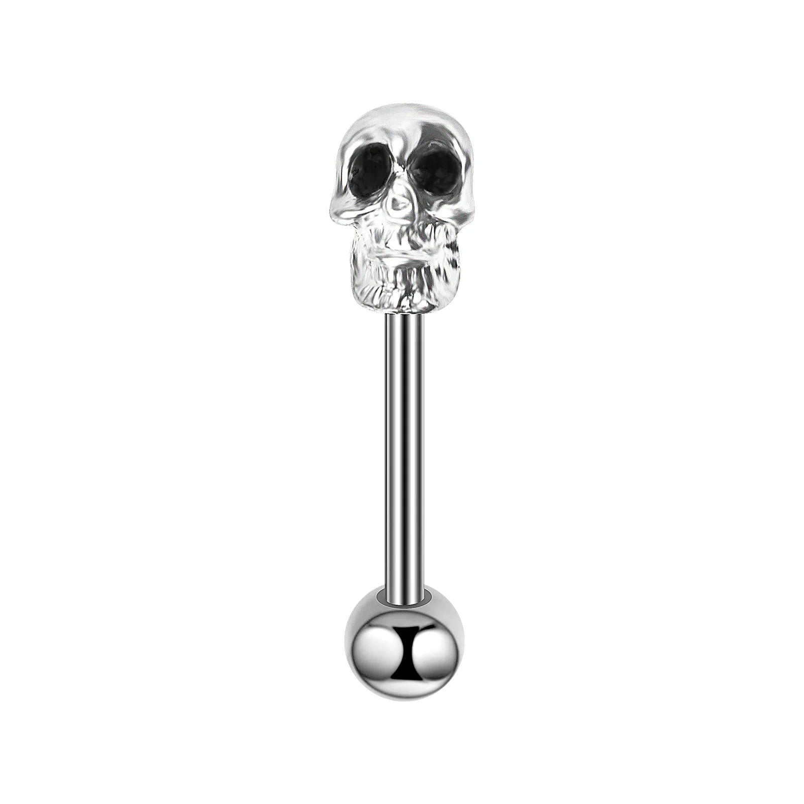 Tongue Rings Stainless Steel 316L, 5 Color Diamond Encrusted Skull Piercing Jewelry alternate view
