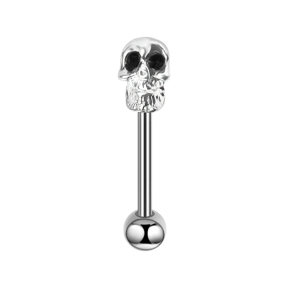 Tongue Rings Stainless Steel 316L, 5 Color Diamond Encrusted Skull Piercing Jewelry alternate view