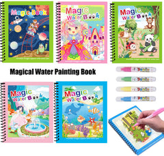 Kids Graffiti Magic Water Painting Book Reusable Coloring Water with Water Pen Sensory Early Educati