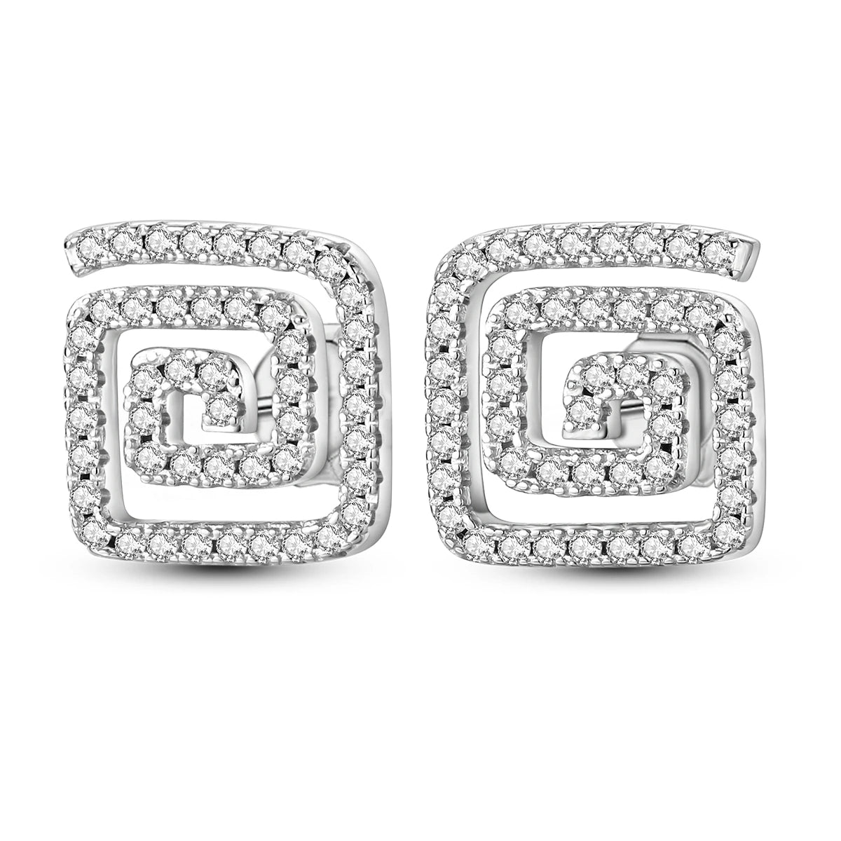 925 Sterling Silver Hoop Earrings with Zircon | Classic U-Shaped Women Jewelry