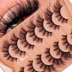 7 Pairs Cat Eye Eyelashes 3D Natural False Lashes 5D Fluffy Soft Cross Manga Lashes Wispy Natural Ey