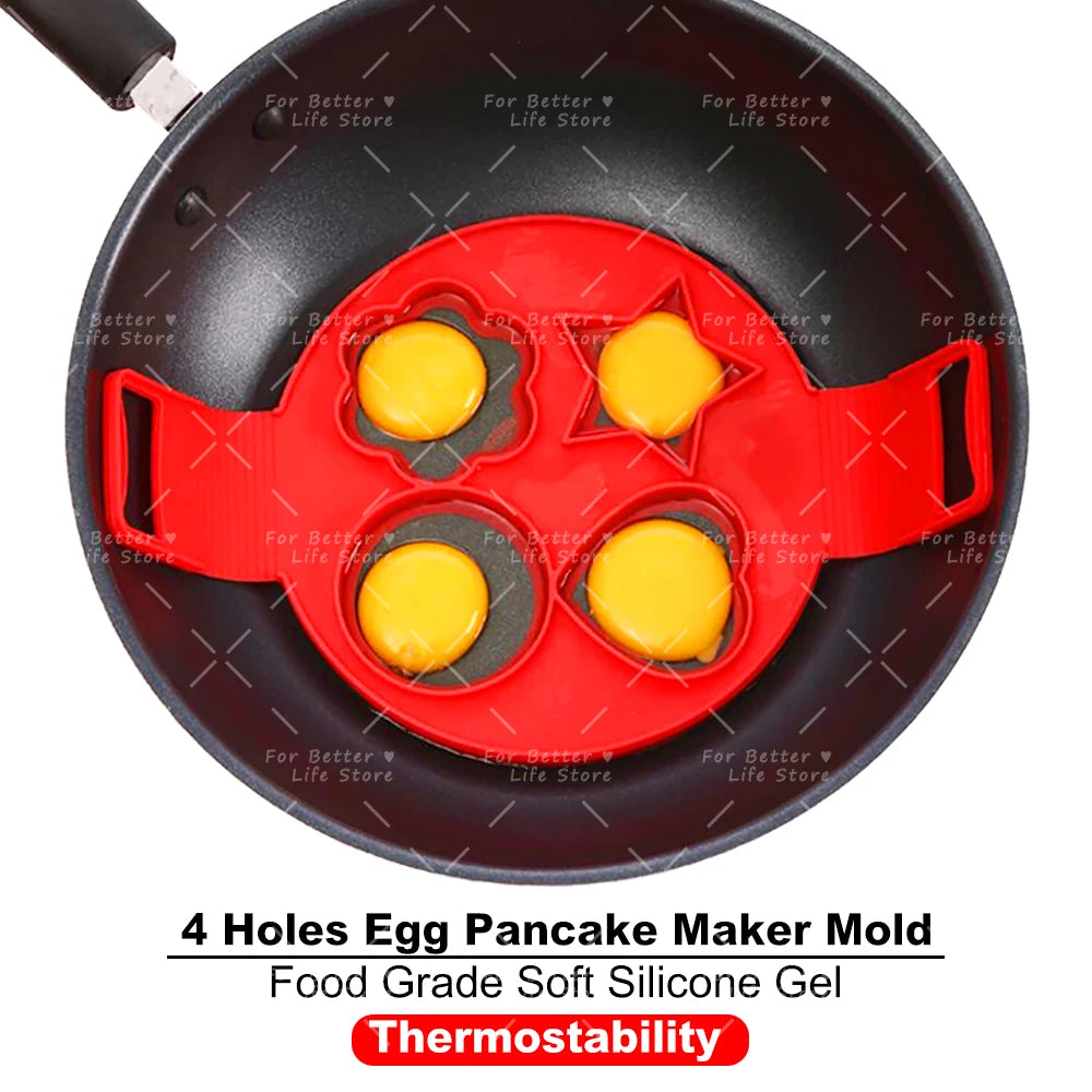 6 Style Egg Pancake Ring Set | Food Grade Silicone Molds for Kitchen additional angle