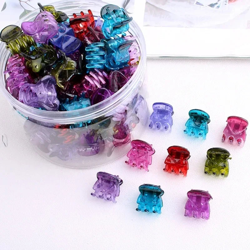 10/60pcs Mini Hair Claw Clips for Women Girls Korean Small Black Transparent Plastic Clips Hairpin Kids Hair Styling Accessories