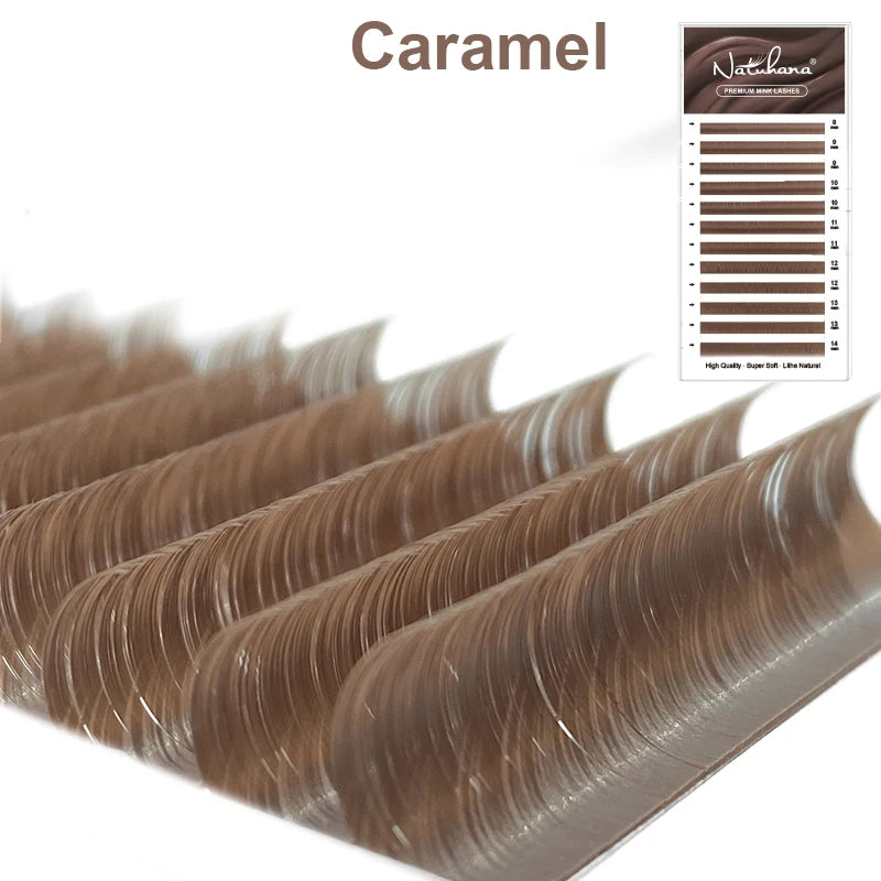 NATUHANA Caramel Colored Lashes | Individual Faux Mink Eyelashes lifestyle view
