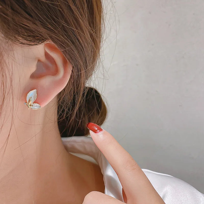 Butterfly Crystal Stud Earrings for Women additional angle