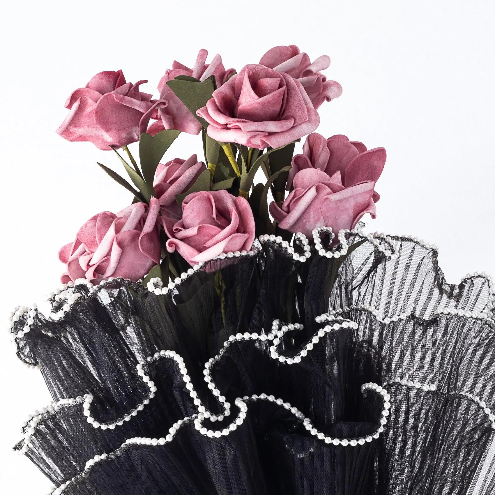 Flower wrapping paper with pearl edges, black bouquet wrapping paper, Korean floris additional angle