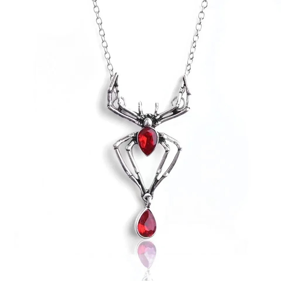 Gothic Crystal Spider Necklace For Women Girl Punk Accessories Halloween Jewelry Vintage Goth Choker Collar insect Necklaces