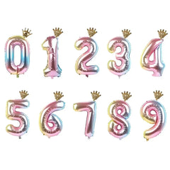 32inch Rainbow Crown Number Foil Balloon Birthday alternate view