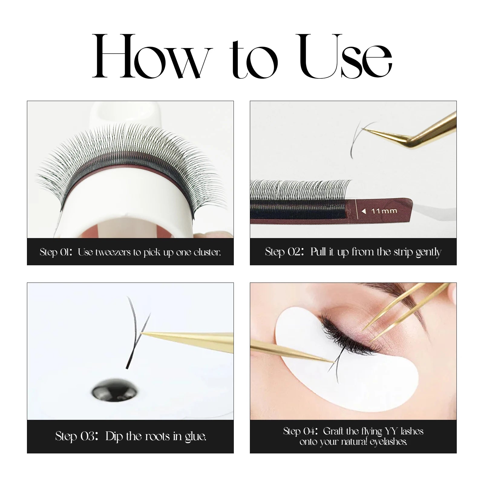 DeceMars Camellia YY Eyelash Extensions | 3D to 6D Flying Eyelash Kit detail view