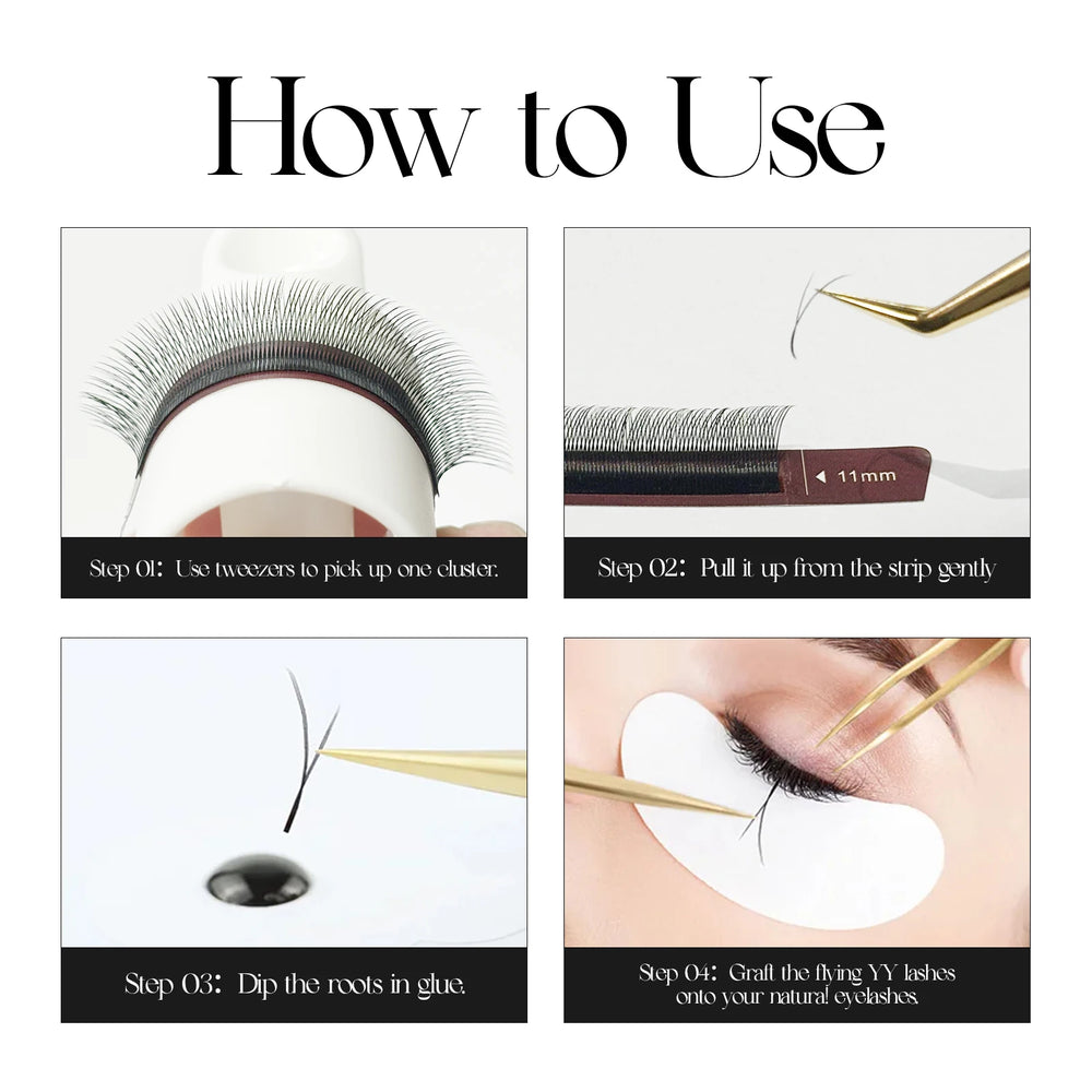 DeceMars Camellia YY Eyelash Extensions | 3D to 6D Flying Eyelash Kit detail view