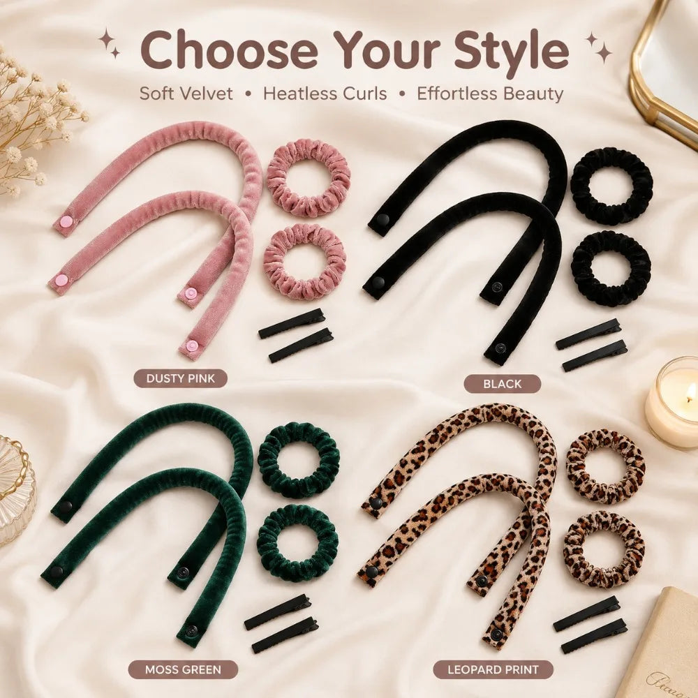 6Pcs Heatless Curling Rod Set No Heat Hair Curler Overnight Wave Maker Scrunchies Hai alternate view