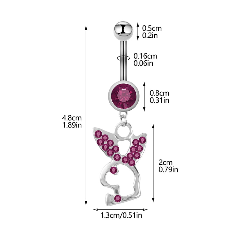 Stainless Steel Navel Nail Set with Zircon Human Body Piercing Jewelry detail view