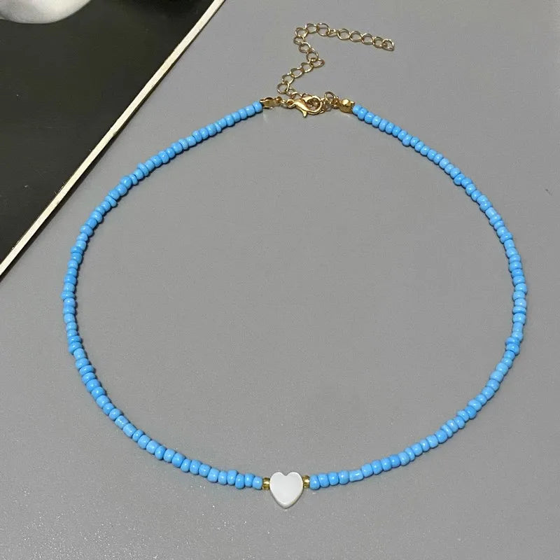 New Nature Shell Love Heart Choker Necklace for Girl Spring Summer Fashion Small Colo alternate view