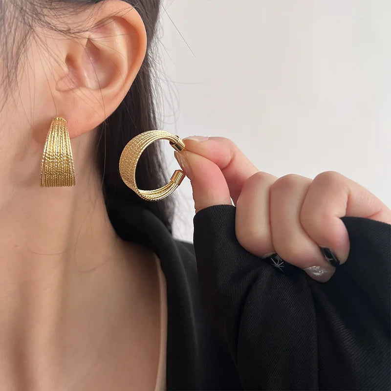 New Fashion Trend Unique Design Elegant Delicate Retro Exaggerated Multilayer Stud Ea alternate view