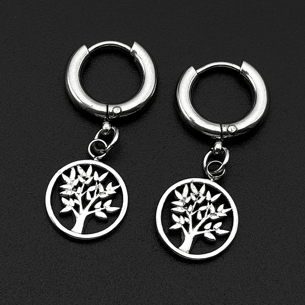 Tree Of Life Drop Earring For Women Men Stainless Steel Gold Color Spiritual Nature additional angle
