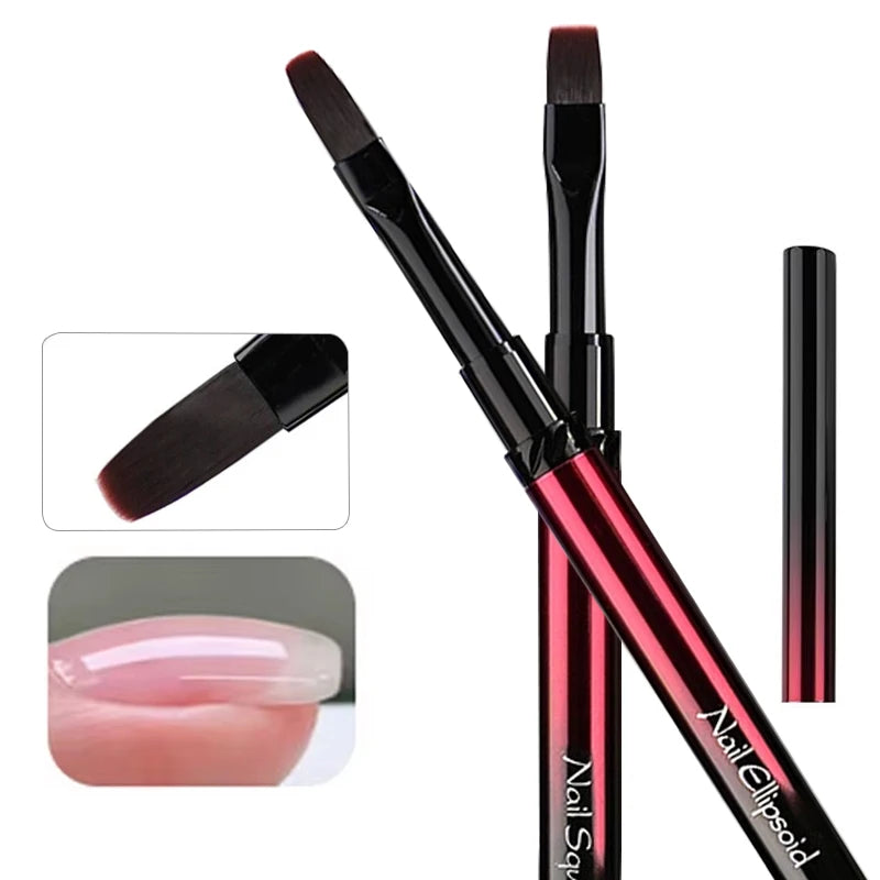 Nail Art Brush Metal Handle Phototherapy Acrylic UV Gel Brush Nails Extension Builder Painting Drawi