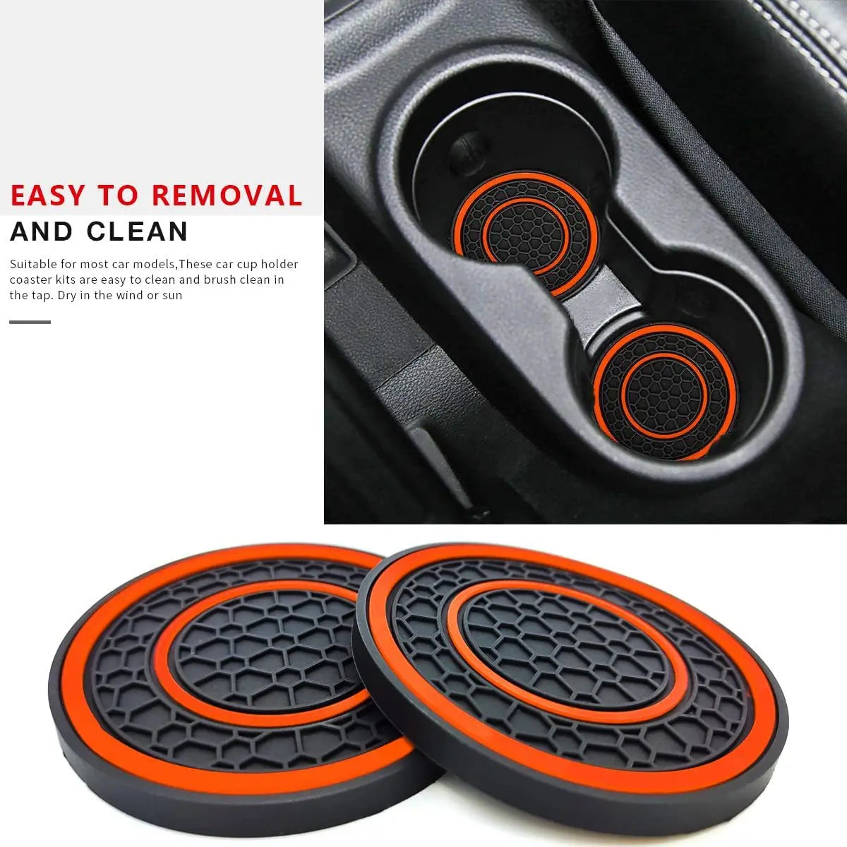 New 2-piece Anti Slip Mat Car Coaster Durable Car Cup Holder Coaster Universal Dust-proof Protection for Car Interior