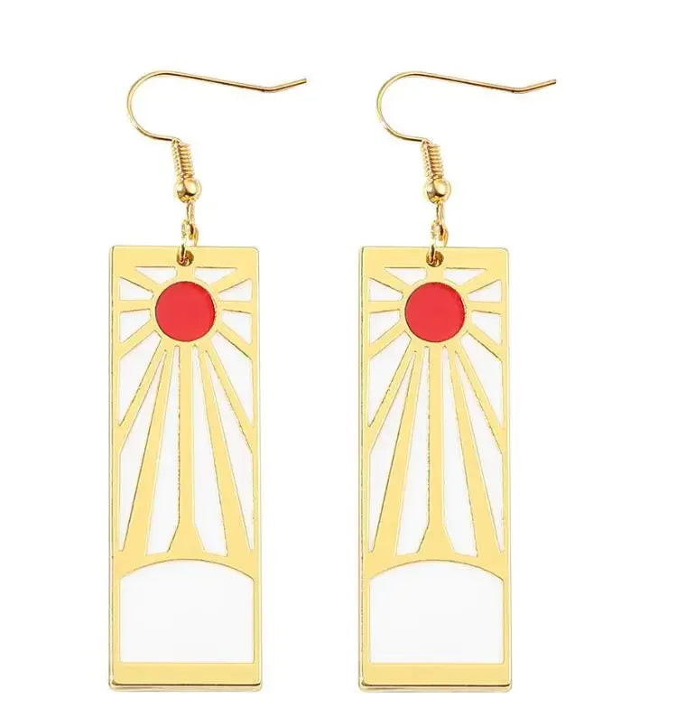 New Demon and The Slayer Metal Earring Trendy Cartoon Movie Series Dangle Earring Jewelr detail view